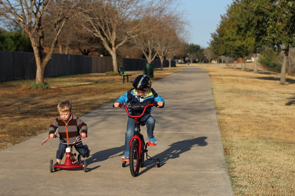 (James is already a pro on four wheels.)