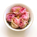 (Week-old roses in one of my favorite bowls.)