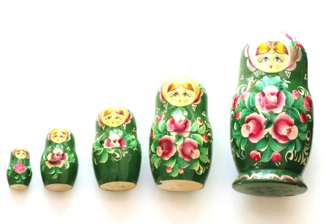 Walking with Cake: Green Nesting Dolls 2