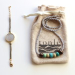 (Ethical jewelry from Ash & Rose (left) and tonlé (right).)